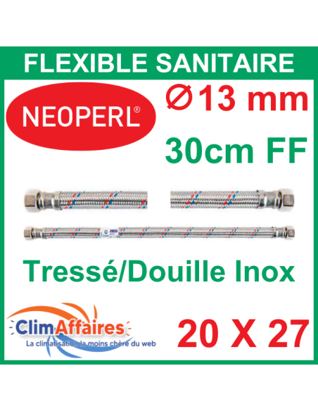 Flexible plomberie femelle femelle pour chauffe-eau électrique - NEOPERL - Inox Tressé - 300 mm - 20