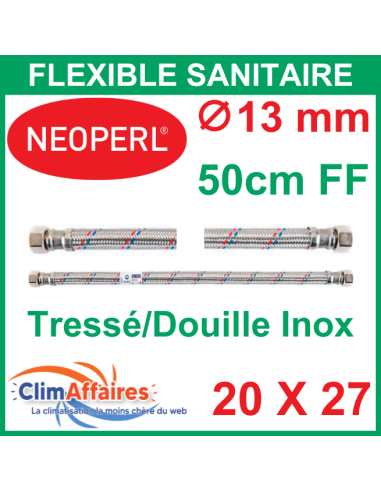 Flexible plomberie femelle femelle pour chauffe-eau électrique - NEOPERL - Inox Tressé - 500 mm - 20x27