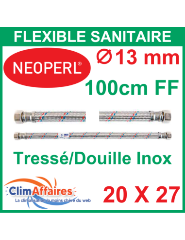 Flexible plomberie femelle femelle pour chauffe-eau électrique - NEOPERL - Inox Tressé - 1000 mm - 20x27