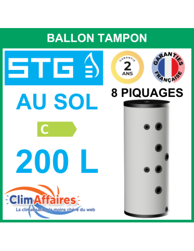 STG France Diffusalp - Ballon tampon en Acier - Pose murale - STA PUFFER ABS - 258 200 - 200 litres (4x2 piquages)