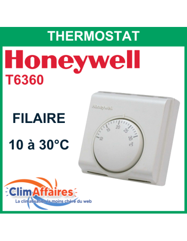 Honeywell Thermostat d'ambiance mural analogique - T6360 - 0 à 30°C - Contact Inverseur