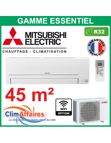 Mitsubishi Climatiseur Mural Inverter Monosplit - Gamme Essentiel - R32 - MSZ-HR42VF + MUZ-HR42VF (4.2 kW)