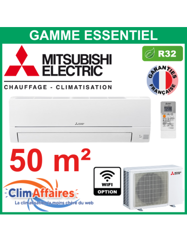 Mitsubishi Climatiseur Mural Inverter Monosplit - Gamme Essentiel - R32 - MSZ-HR50VF + MUZ-HR50VF (5.0 kW)