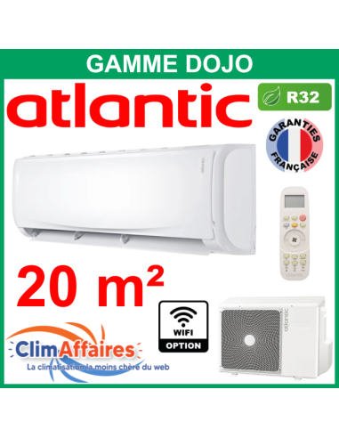 Atlantic Climatiseur Monosplit Inverter - Gamme Mural Dojo - R32 - AS007DBB.UI + 1U007DBR.UE (2.0 kW)