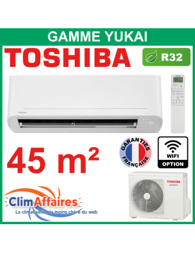 Toshiba Climatisation Mural Inverter - YUKAI - R32 - RAS-B16E2KVG-E + RAS-16E2AVG-E (4.2 kW)