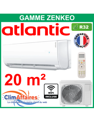 Atlantic Climatiseur Monosplit Mural Inverter - Gamme Zenkeo - R32 - AS007NBB.UI + 1U007NBRB.UE + WIFI (2.1 kW)