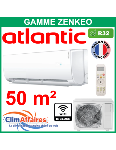 Atlantic Climatiseur Monosplit Mural Inverter - Gamme Zenkeo - R32 - AS018NBB.UI + 1U018NBRB.UE + WIFI (5.2 kW)