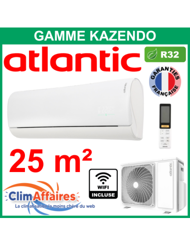 Atlantic Climatiseur Monosplit Mural Inverter - Gamme Kazendo - R32 - AS009JDB.UI + 1U009JD.UE + WIFI (2.6 kW)