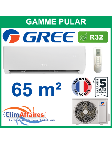 GREE Climatisation Mural Inverter Monosplit - PULAR 24 - R32 - 3NGR2186 + 3NGR2187 + WIFI (6.2 kW)