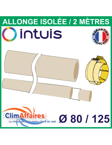 Allonge PEHD isolée Ø 125 mm + Tube intérieur PVC Ø 80 mm - INTUIS / AUER - 2 mètres - 730064