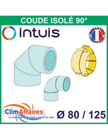 Coude PEHD isolé 90° Ø 125 mm + Coude intérieur PVC 90° Ø 80 mm - INTUIS / AUER - 730067