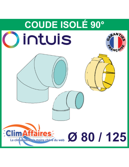 Coude PEHD isolé 90° Ø 125 mm + Coude intérieur PVC 90° Ø 80 mm - INTUIS / AUER