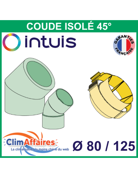 Coude PEHD isolé 45° Ø 125 mm + Coude intérieur PVC 45° Ø 80 mm - INTUIS / AUER