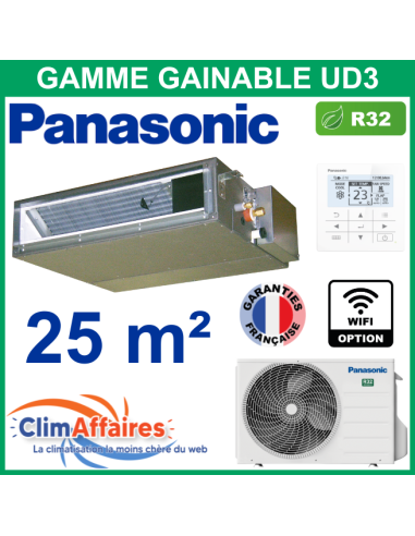 Panasonic Climatisation Inverter - GAINABLE BASSE PRESSION UD3 - R32 - CS-Z25UD3EAW + CU-Z25UBEA (2.5 kW)