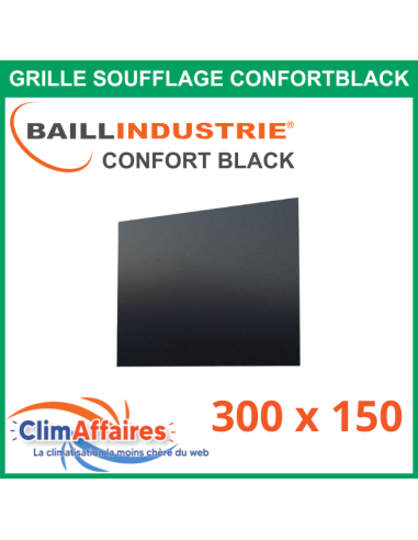 Baillindustrie - Grille de soufflage - CONFORT BLACK - Noir satiné - 300x150 mm - DIF300X150 BLACK (Enjoliveur 500x350)