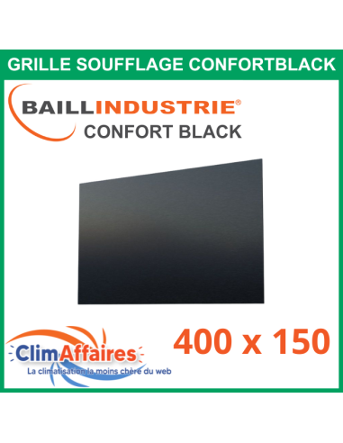 Baillindustrie - Grille de soufflage - CONFORT BLACK - Noir satiné - 400x150 mm - DIF400X150 BLACK (Enjoliveur 600x350)