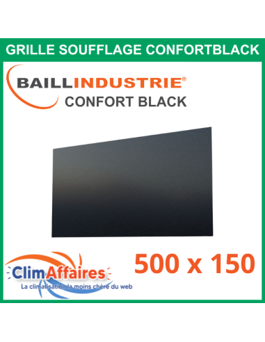 Baillindustrie - Grille de soufflage - CONFORT BLACK - Noir satiné - 500x150 mm - DIF500X150 BLACK (Enjoliveur 700x350)