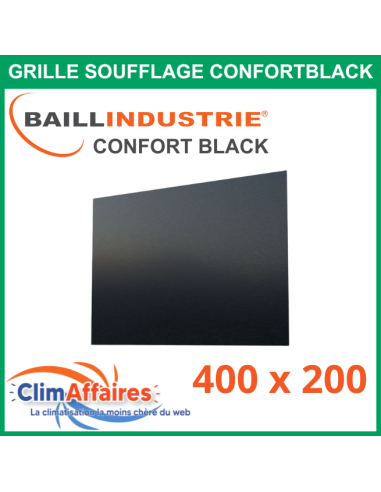 Baillindustrie - Grille de soufflage - CONFORT BLACK - Noir satiné - 400x200 mm - DIF400X200 BLACK (Enjoliveur 600x350)