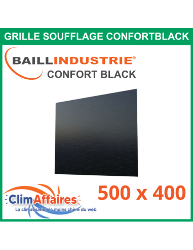 Baillindustrie - Grille de soufflage - CONFORT BLACK - Noir satiné - 500x400 mm - DIF500X400 BLACK (Enjoliveur 700x600)