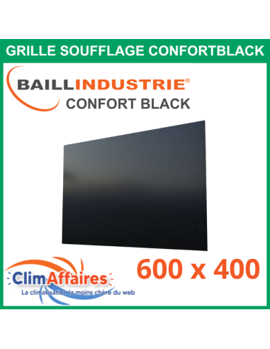 Baillindustrie - Grille de soufflage - CONFORT BLACK - Noir satiné - 600x400 mm - DIF600X400 BLACK (Enjoliveur 820x600)