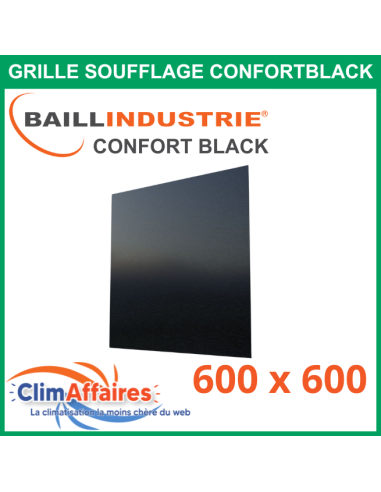 Baillindustrie - Grille de soufflage - CONFORT BLACK - Noir satiné - 600x600 mm - DIF600X600 BLACK (Enjoliveur 760x760)