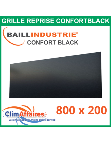 Baillindustrie - Grille de Reprise - CONFORT BLACK - Noir satiné - 800x200 mm - COL800X200 BLACK (Enjoliveur 1000x350)