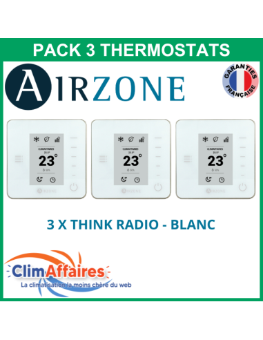 Airzone - Pack 3 Thermostats - 3 x Think Radio - Blanc (PTTTR3B)