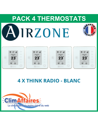 Airzone - Pack 4 Thermostats - 4 x Think Radio - Blanc (PTTTR4B)