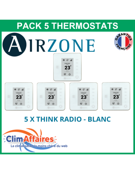 Airzone - Pack 5 Thermostats - 5 x Think Radio - Blanc (PTTTR5B)