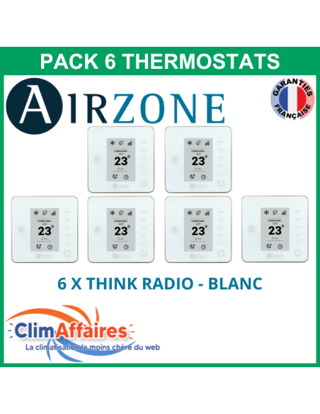 Airzone - Pack 6 Thermostats - 6 x Think Radio - Blanc (PTTTR6B)