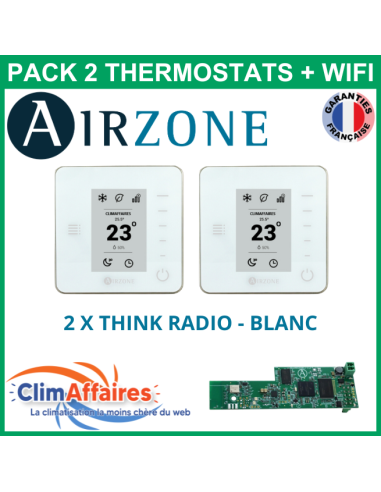 Airzone - Pack 2 Thermostats - 2 x Think Radio + Wifi - Blanc (PTTTR2BW)