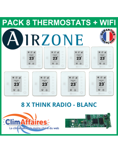 Airzone - Pack 8 Thermostats - 8 x Think Radio + Wifi - Blanc (PTTTR8BW)