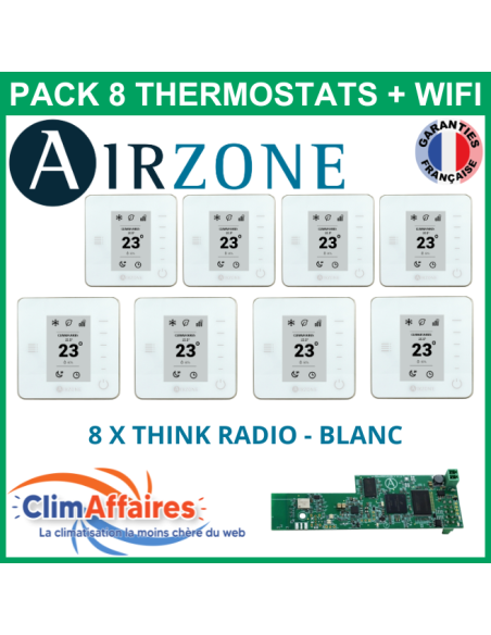 Airzone - Pack 8 Thermostats WIFI - 8 x Think Radio + Webserver Cloud Wifi - Blanc (PTTTR8BW)