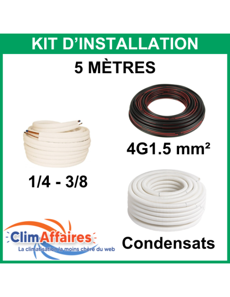 5 mètres - Liaisons Frigorifiques 1/4 - 3/8 + Câble d'interconnexion 4G1.5 mm² + Tuyau Condensat 16 