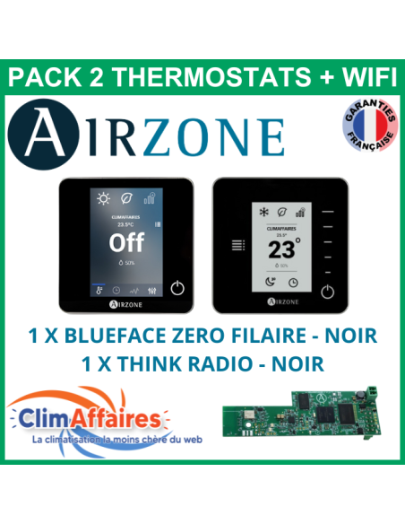 Airzone - Pack 2 Thermostats WIFI - 1 x Blueface Zero Filaire + 1 x Think Radio + Webserver Cloud Wi