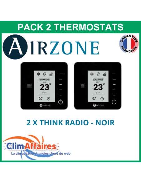 Airzone - Pack 2 Thermostats - 2 x Think Radio - Noir (PTTTR2N)