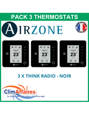 Airzone - Pack 3 Thermostats - 3 x Think Radio - Noir (PTTTR3N)