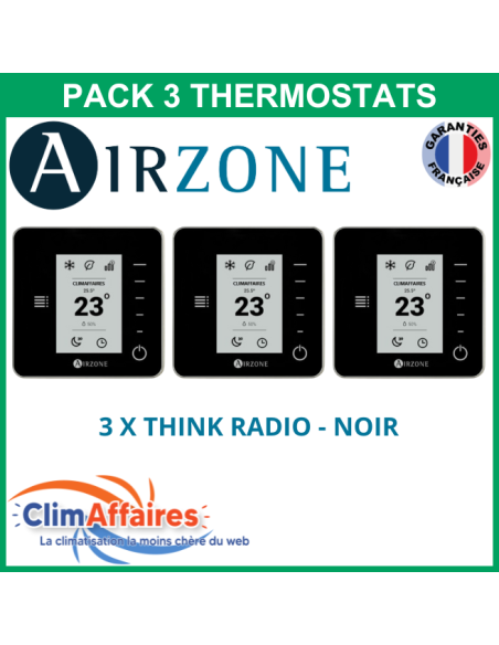 Airzone - Pack 3 Thermostats - 3 x Think Radio - Noir (PTTTR3N)