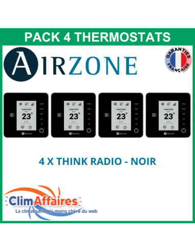 Airzone - Pack 4 Thermostats - 4 x Think Radio - Noir (PTTTR4N)