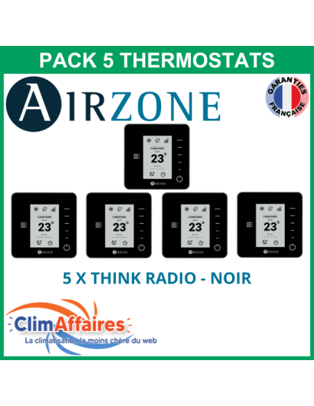 Airzone - Pack 5 Thermostats - 5 x Think Radio - Noir (PTTTR5N)