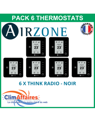 Airzone - Pack 6 Thermostats - 6 x Think Radio - Noir (PTTTR6N)