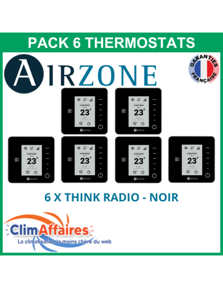 Airzone - Pack 6 Thermostats - 6 x Think Radio - Noir (PTTTR6N)