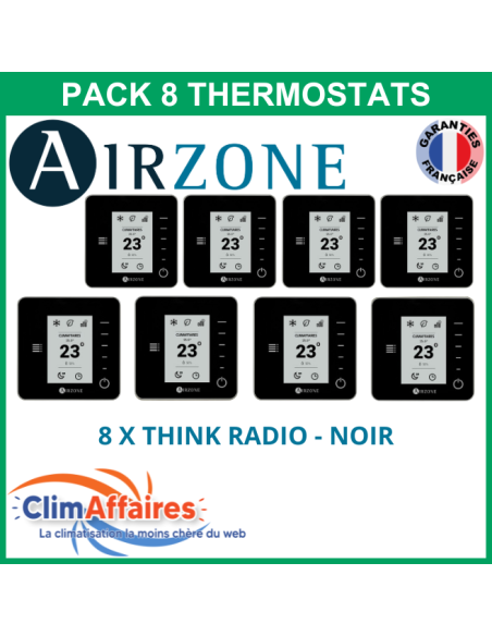 Airzone - Pack 8 Thermostats - 8 x Think Radio - Noir (PTTTR8N)