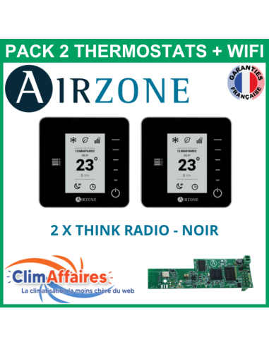 Airzone - Pack 2 Thermostats - 2 x Think Radio + Wifi - Noir (PTTTR2NW)