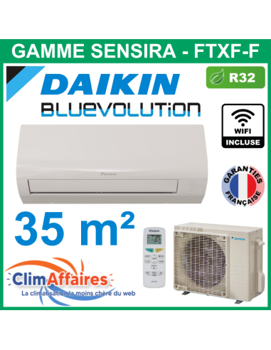 Daikin Climatiseur Monosplit Inverter Réversible - SENSIRA BLUEVOLUTION - R32 - FTXF35F + RXF35F + WIFI (3.5 kW)