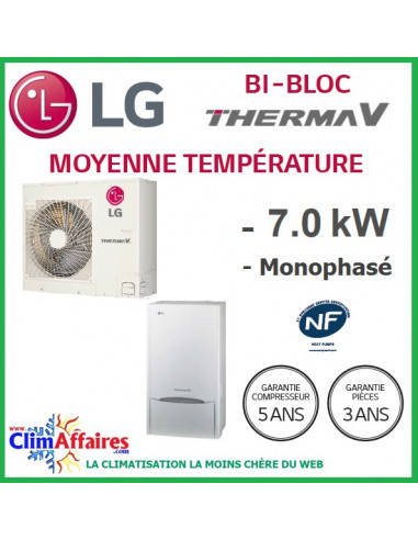 Lg Therma V Pompe à Chaleur Aireau Bi Bloc Monophasé Hu071u43 Hn1616nk3 70 Kw