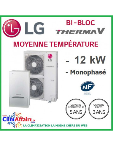 Lg Therma V Pompe à Chaleur Aireau Bi Bloc Monophasé Hu121u33 Hn1616nk3 120 Kw