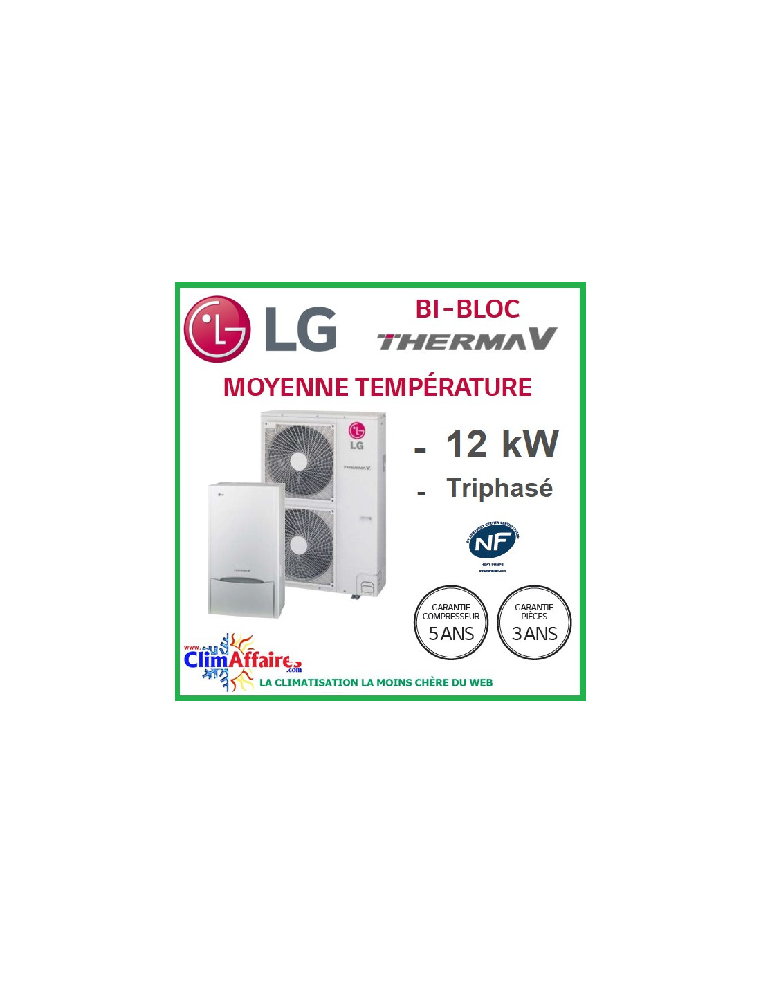 Lg Therma V Pompe à Chaleur Aireau Bi Bloc Triphasé Hu123u33 Hn1639nk3 120 Kw