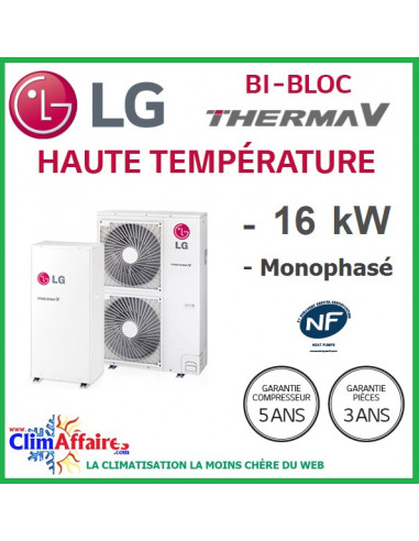 Lg Therma V Pompe à Chaleur Aireau Bi Bloc Haute Température Monophasé Hu161hu32 Hn1610hnk2 160 Kw