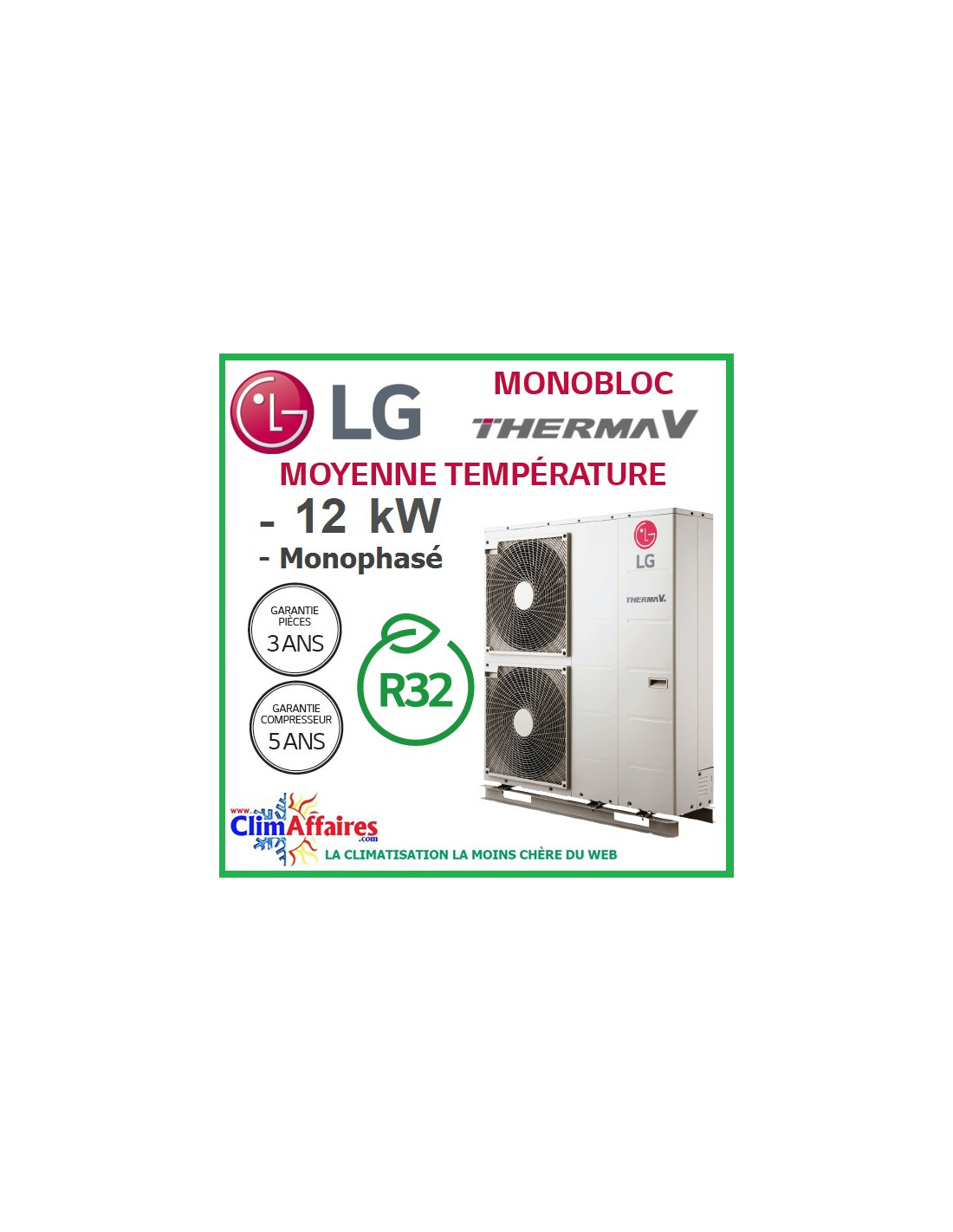 Pac Pompe à Chaleur Lg Therma V 16 Kw Air Eau Monobloc